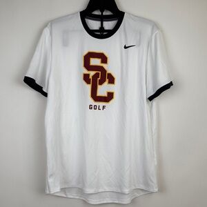 Nike White Dri-Fit USC Trojans Golf Short Sleeve Crew Neck T-shirt Large NWT